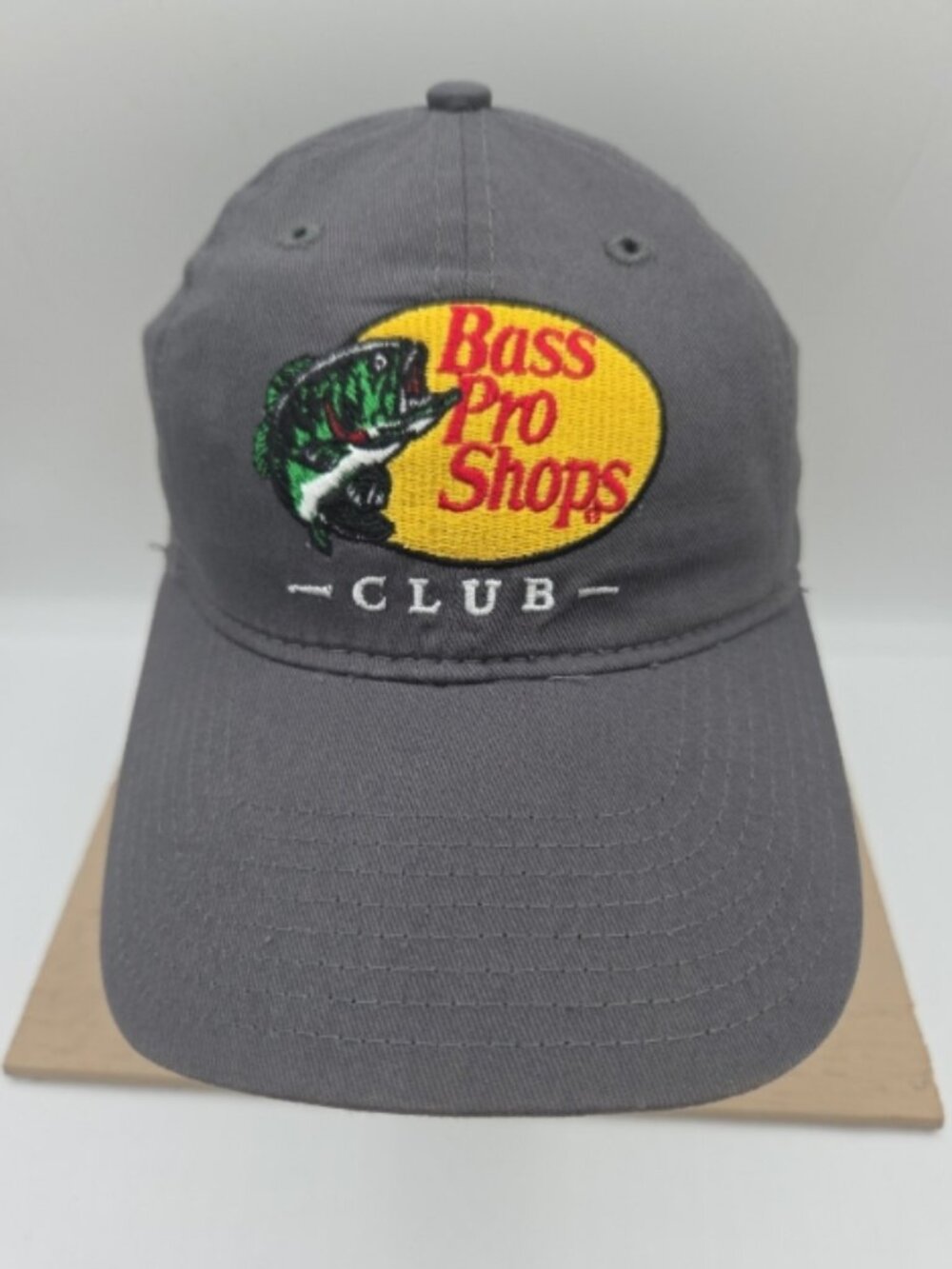 Bass Pro Shops Club Gray Cotton Hat Embroidered Logo Adjustable Strapback